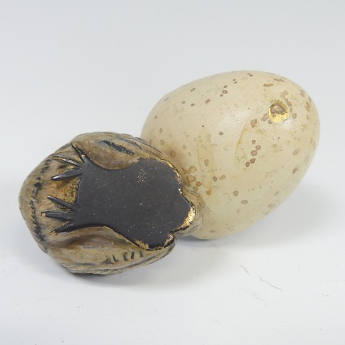 281 - An Austrian Cold Painted Bronze of a newly hatched chick and egg, L 10 cm.