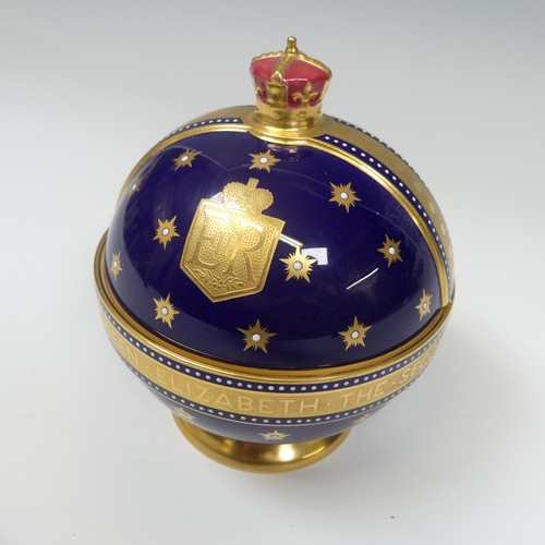 121 - A limited edition Minton commemorative Coronation Orb, of cobalt blue ground with gilding and Crown ... 