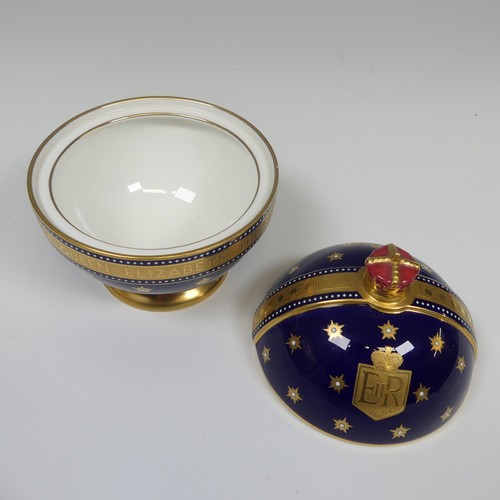 121 - A limited edition Minton commemorative Coronation Orb, of cobalt blue ground with gilding and Crown ... 