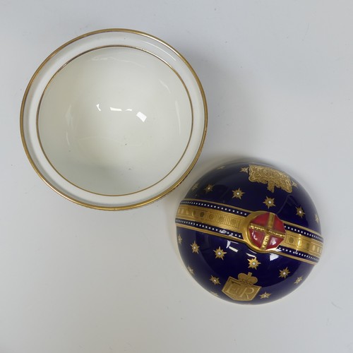 121 - A limited edition Minton commemorative Coronation Orb, of cobalt blue ground with gilding and Crown ... 