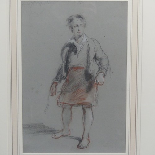 226 - William Simson RSA (Scottish, 1800-1847) A Highland Boy, conte and chalk on paper, signed with initi... 