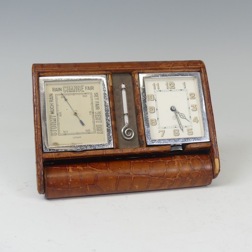 289 - A vintage Jaeger LeCoultre travelling Compendium, circa 1930s/40s, clock, barometer with central the... 