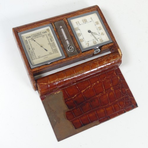 289 - A vintage Jaeger LeCoultre travelling Compendium, circa 1930s/40s, clock, barometer with central the... 