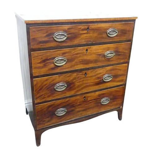 325 - An Edwardian mahogany Chest of drawers, raised on splayed legs, W 86 cm x H 99 cm x D 47 cm.... 