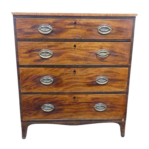 325 - An Edwardian mahogany Chest of drawers, raised on splayed legs, W 86 cm x H 99 cm x D 47 cm.... 