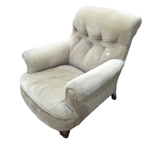 342 - A Howard-style upholstered club Armchair, W 82 cm x H 83 cm x D 97 cm.