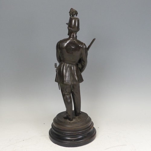 282 - A pair of large 19th century French bronze Soldiers, one with marking to base 'St Jean', H 49 cm and... 