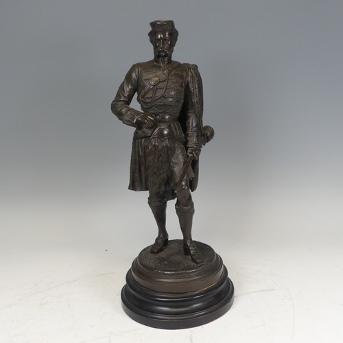 282 - A pair of large 19th century French bronze Soldiers, one with marking to base 'St Jean', H 49 cm and... 