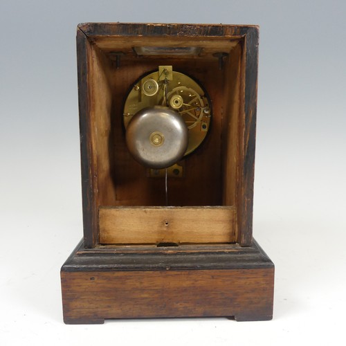 290 - A French oak marquetry mantle Clock, of square form, movement marked 'ORANGE A PARIS', W 15 cm x H 2... 