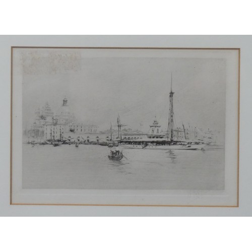 233 - William Walcot (Scottish, 1874-1943), two etchings of Venetian scenes, Library of St. Marks, 11.5cm ... 