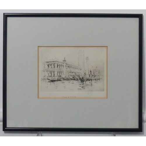 233 - William Walcot (Scottish, 1874-1943), two etchings of Venetian scenes, Library of St. Marks, 11.5cm ... 