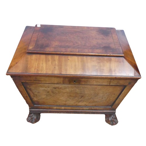 353 - A small Georgian mahogany sarcophagus Wine Cooler, moulded hinged top concealing previously lined in... 