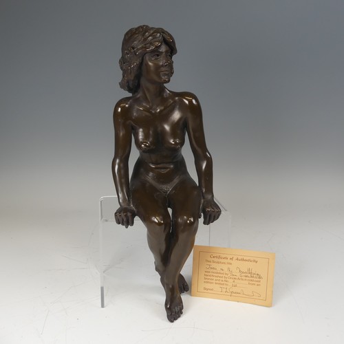 284 - A bronze nude Figure by Tom Greenshields; limited edition 2 out of 100 'Jacci on Mantlepiece', with ... 