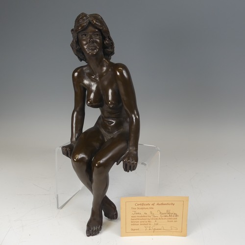 284 - A bronze nude Figure by Tom Greenshields; limited edition 2 out of 100 'Jacci on Mantlepiece', with ... 