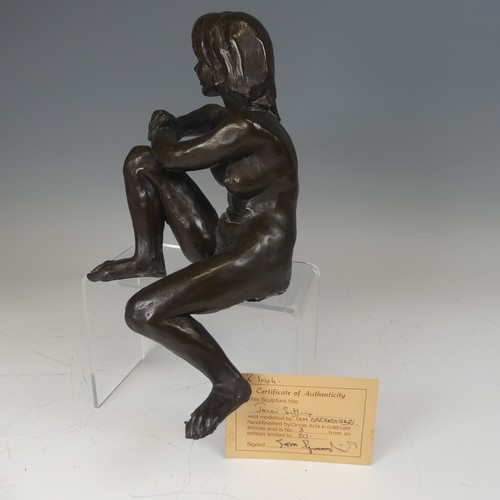 285 - A bronze nude Figure by Tom Greenshields; limited edition of 2 out of 50 'Jacci Sitting', with signe... 