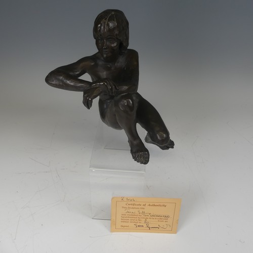 285 - A bronze nude Figure by Tom Greenshields; limited edition of 2 out of 50 'Jacci Sitting', with signe... 