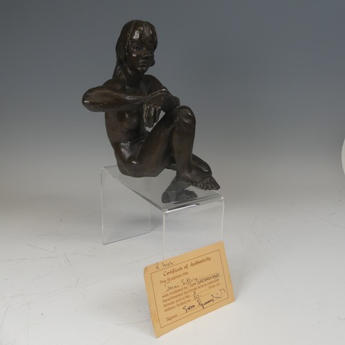 285 - A bronze nude Figure by Tom Greenshields; limited edition of 2 out of 50 'Jacci Sitting', with signe... 