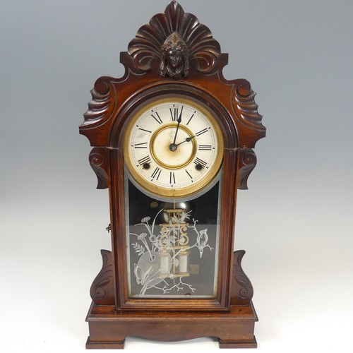 292 - A mahogany gongschlag movement wall Clock, movement stamped 'gongschlag', 'Deutches Reichs Patent No... 