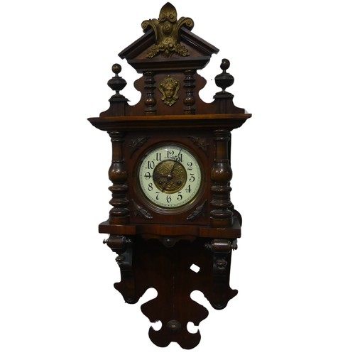 292 - A mahogany gongschlag movement wall Clock, movement stamped 'gongschlag', 'Deutches Reichs Patent No... 