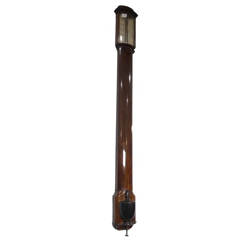 297 - A good George III Mahogany bowfront Stick Barometer, signed J Ramsden, London, circa 1790, concealed... 