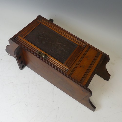 513 - An Edwardian mahogany wall Smokers Cabinet,  with inset leather panel, W 29 cm x H 56 cm x D 17.5 cm... 