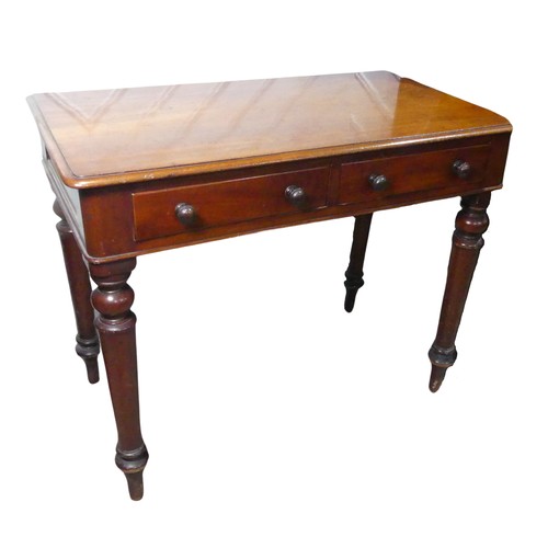 514 - A Victorian mahogany Side Table, with two frieze drawers, W 92 cm x H 74 cm x D 49 cm.... 