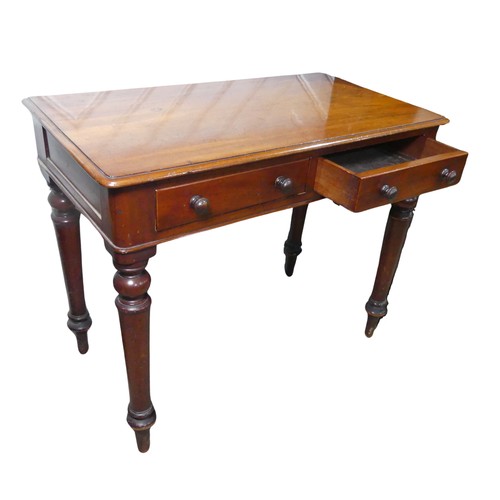 514 - A Victorian mahogany Side Table, with two frieze drawers, W 92 cm x H 74 cm x D 49 cm.... 