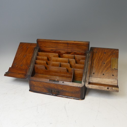 516 - An early 20th century oak Stationery Box, with fitted interior, W 30.5 cm x H 27 cm x D 16 cm.... 