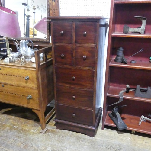 628 - An antique mahogany seven-drawer Cabinet, with four small drawers above three large drawers, W 49 cm... 