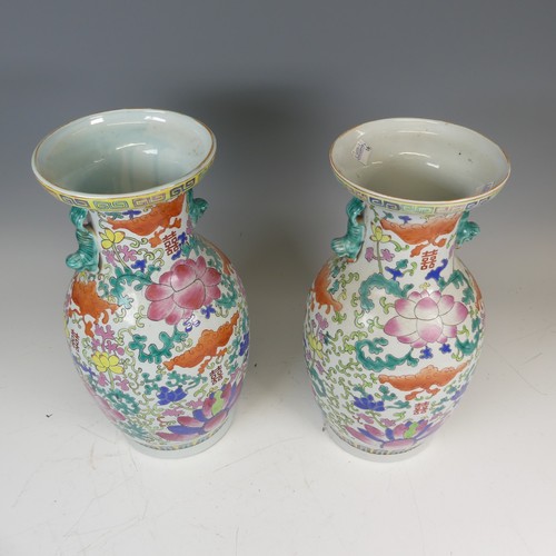 133 - A pair of large decorative modern Chinese Vases, decorated in the famille rose palette, apocryphal i... 