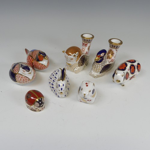 90 - A small quantity of Royal Crown Derby Paperweights, to include a Pheasant, Pig, Mouse, Ladybird (sil... 