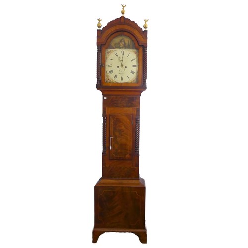 306 - A mid-19th century mahogany ‘Rocking Ship’ 8-day Longcase Clock, signed S. Magnus, Swansea, with two... 