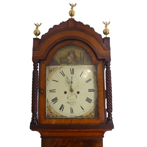 306 - A mid-19th century mahogany ‘Rocking Ship’ 8-day Longcase Clock, signed S. Magnus, Swansea, with two... 