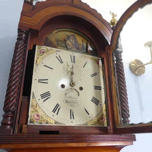 306 - A mid-19th century mahogany ‘Rocking Ship’ 8-day Longcase Clock, signed S. Magnus, Swansea, with two... 