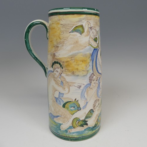 137 - A Continental majolica two-handled Charger/Tray, with a similar jug, both decorated in the style of ... 