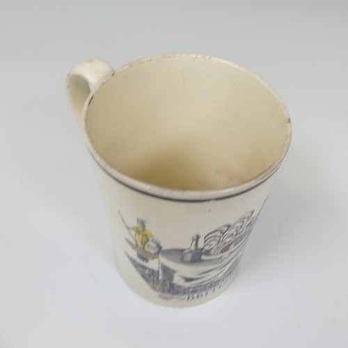 141 - An early 19thC pearlware Mug, with transfer print of satirical print after James Gillray entitled 'B... 