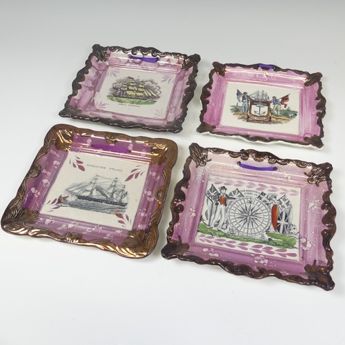 167 - A small quantity of 19thC Sunderland lustre Plaques, of maritime interest, comprising 'Great Austral... 