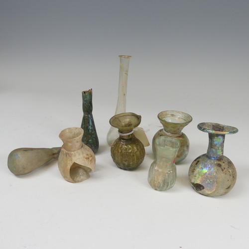 181 - A small quantity of Roman glassware and Vessels, including irridescent examples, Unguentariums, gree... 