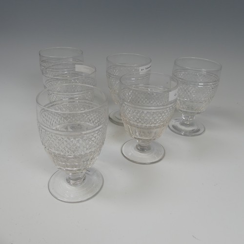 183 - A matched set of six Georgian glass Rummers, with knopped foot, H 12.6cm (6)