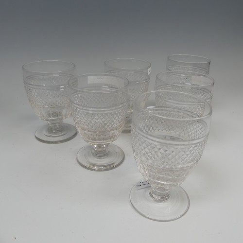 183 - A matched set of six Georgian glass Rummers, with knopped foot, H 12.6cm (6)