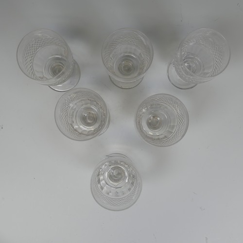 183 - A matched set of six Georgian glass Rummers, with knopped foot, H 12.6cm (6)