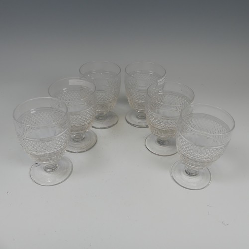 183 - A matched set of six Georgian glass Rummers, with knopped foot, H 12.6cm (6)