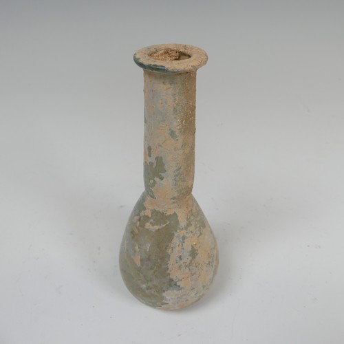 192 - A Roman iridescent glass Unguentarium, of bulbous base with tapering neck, H 14.5cm.... 