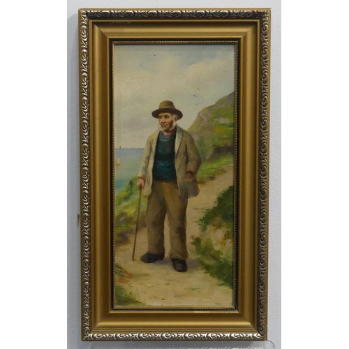 246 - David Wood Haddon (Exh. 1884-1914), Portrait of fisherman, oil on board, signed “D. W. Haddon”, 20cm... 