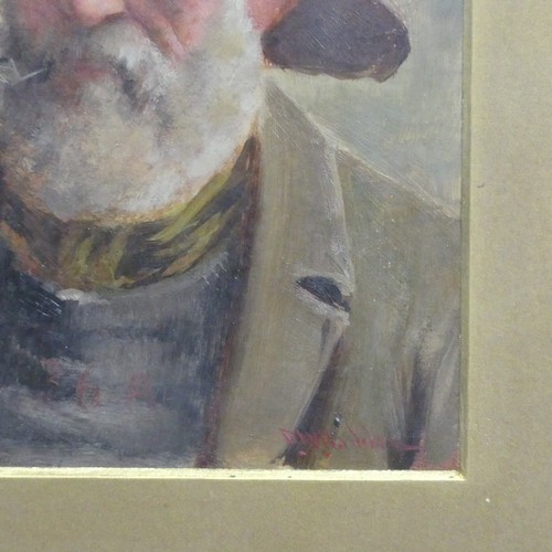 246 - David Wood Haddon (Exh. 1884-1914), Portrait of fisherman, oil on board, signed “D. W. Haddon”, 20cm... 