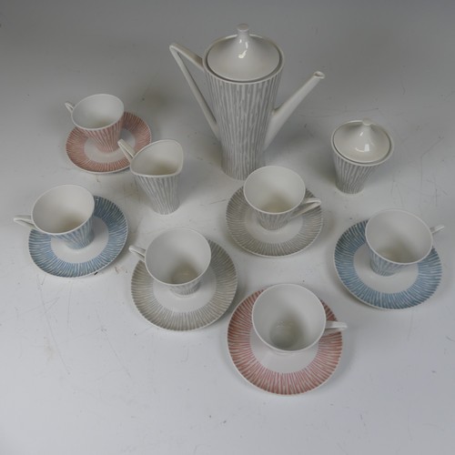 200 - A vintage Alka Kunst Bavaria Coffee Set, of grey and white decoration, stylised forms, to comprise s... 