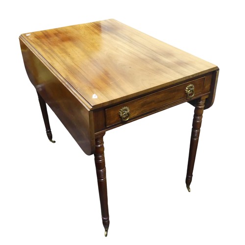 369 - A Georgian mahogany pembroke Table, raised on turned supports, W 104 cm x H  75 cm x D 87 cm.... 