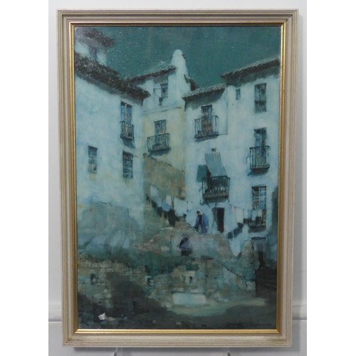 251 - Albert Moulton Foweraker RBA (1873-1942) Moonlit white houses, Granada, Spain, signed lower right, w... 