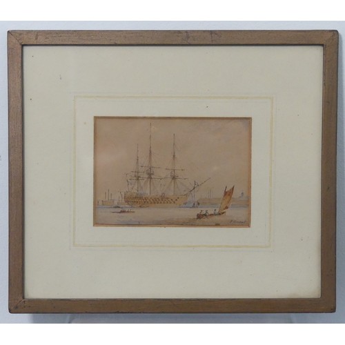 255 - Attributed to Nicholas Matthew Condy (1816-1851), Fishing boats at anchor, watercolour on paper, 10.... 