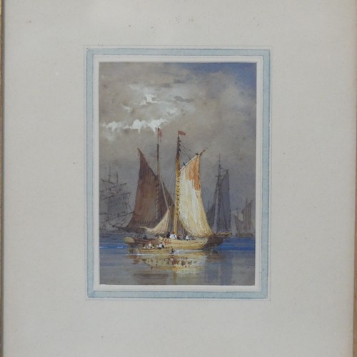 255 - Attributed to Nicholas Matthew Condy (1816-1851), Fishing boats at anchor, watercolour on paper, 10.... 